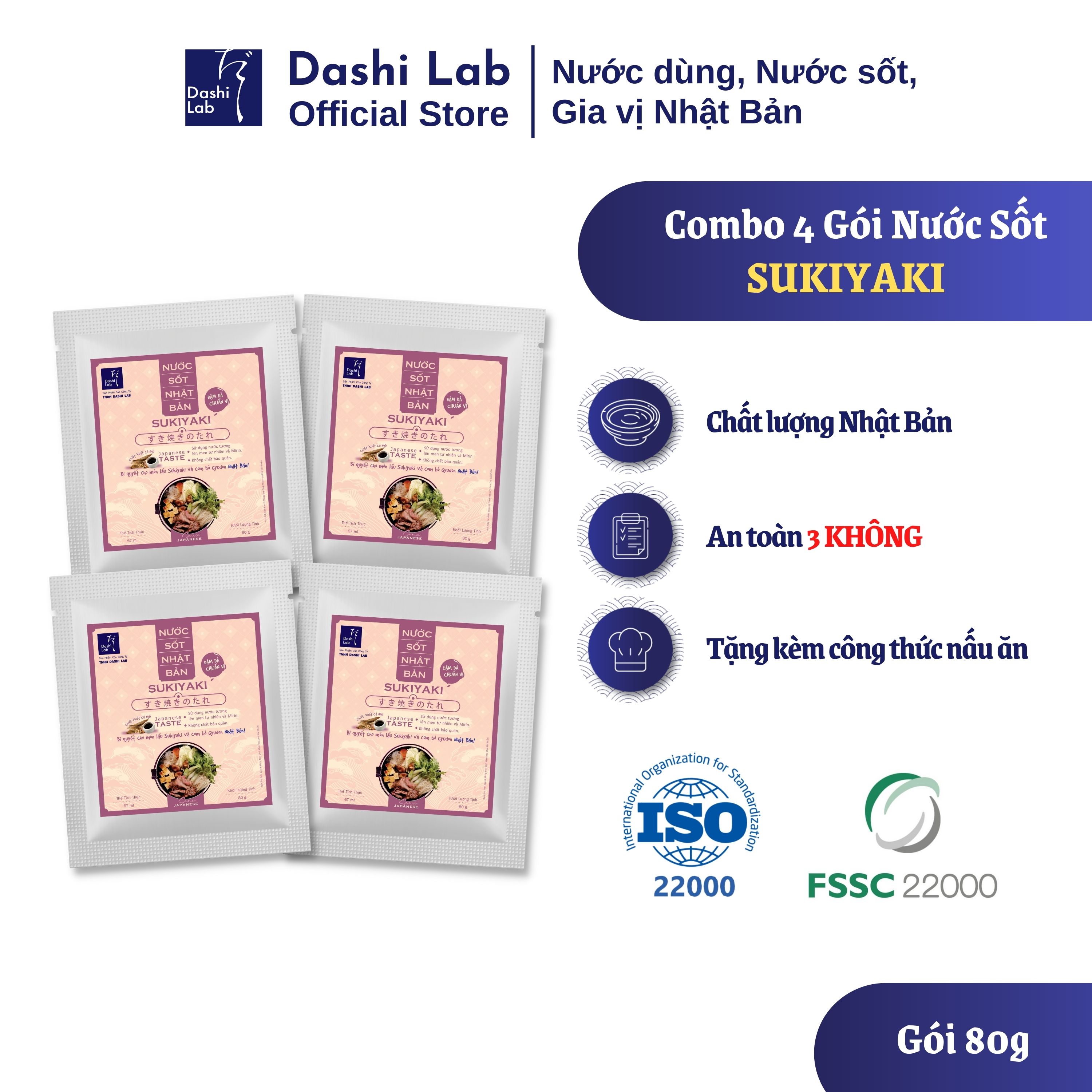 Combo 4 gói 80g Nước sốt Nhật Bản Sukiyaki - Dashi Lab - 320g