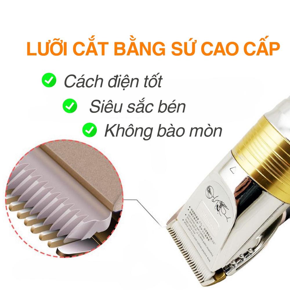 Tông đơ cắt tóc  F10 chuyên nghiệp, lưỡi sứ siêu bén pin trâu.