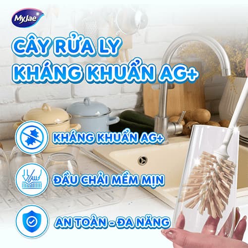 Cây rửa ly kháng khuẩn đầu chải mền mại MyJae