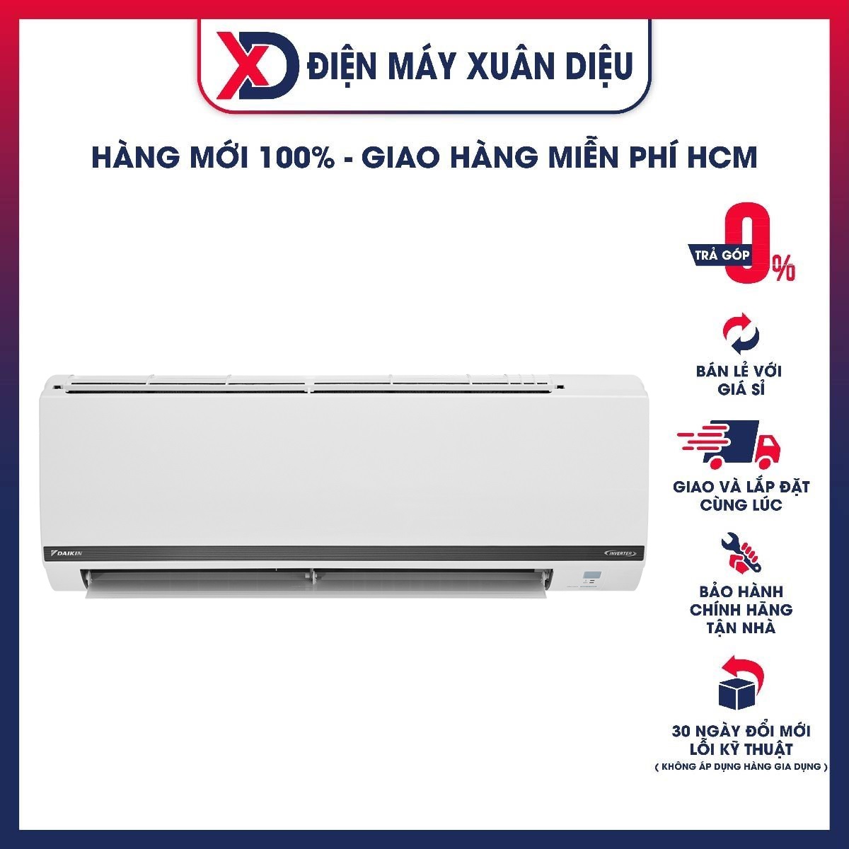 MÁY LẠNH DAIKIN INVERTER 2.5HP FTKB60XVMV - HÀNG CHÍNH HÃNG (CHỈ GIAO HCM)