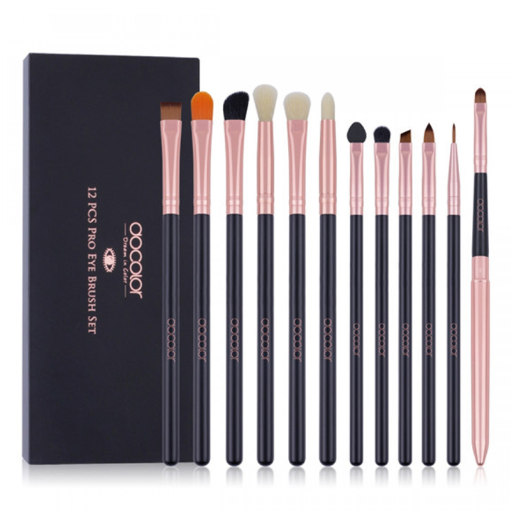 Bộ cọ trang điểm mắt 12 cây Docolor 12pcs Eyeshadow Makeup Brushes Set Pro Rose Gold