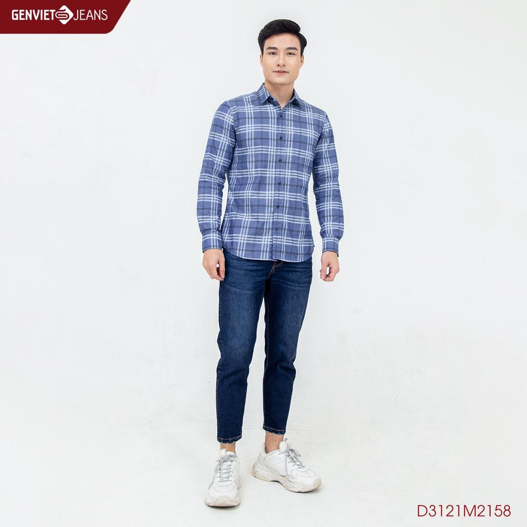 Áo Sơ Mi Jeans Kẻ Nam Dài Tay D3121M2158 GENVIET