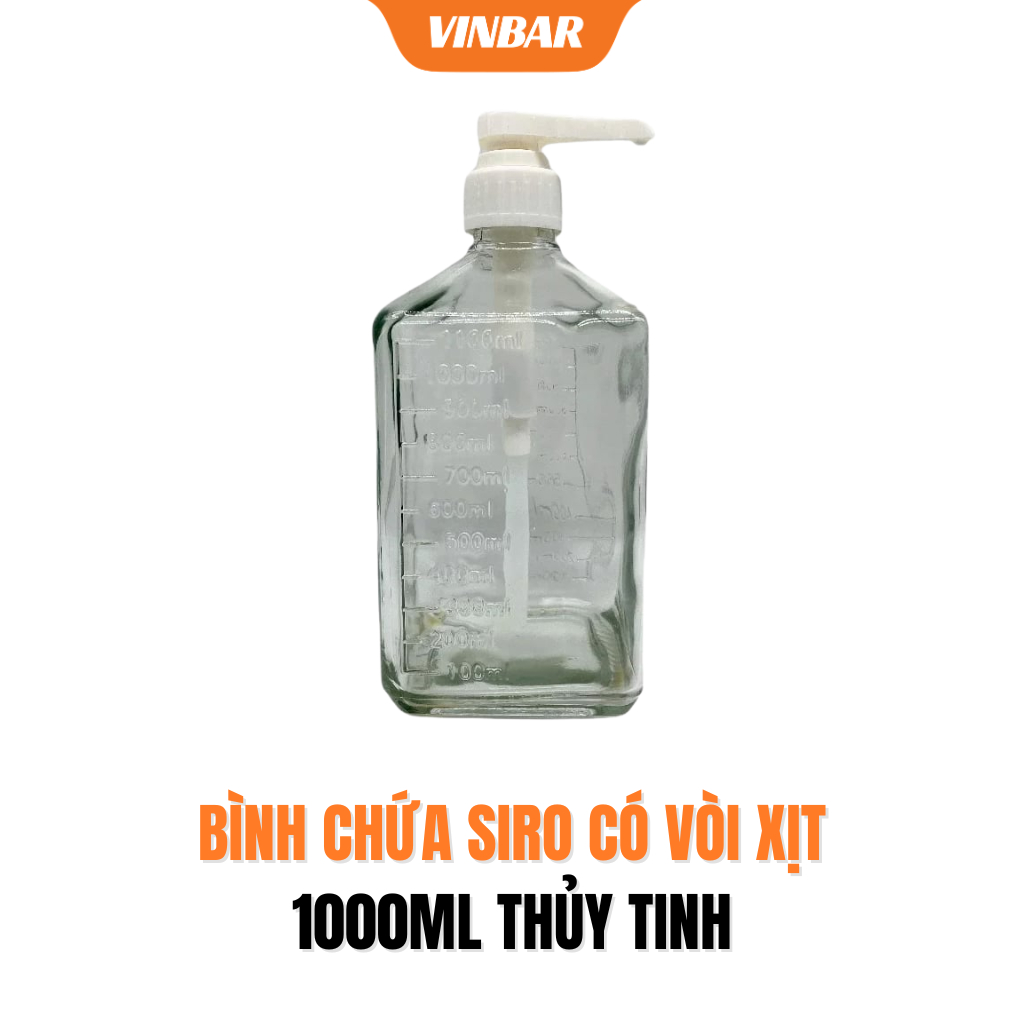 BÌNH CHỨA SIRO CÓ VÒI XỊT 1000ML THỦY TINH