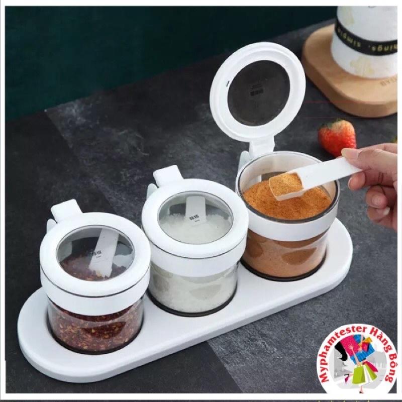 Bộ đựng gia vị nhà bếp bằng nhựa 2 hũ, 3 hũ, 4 hũ