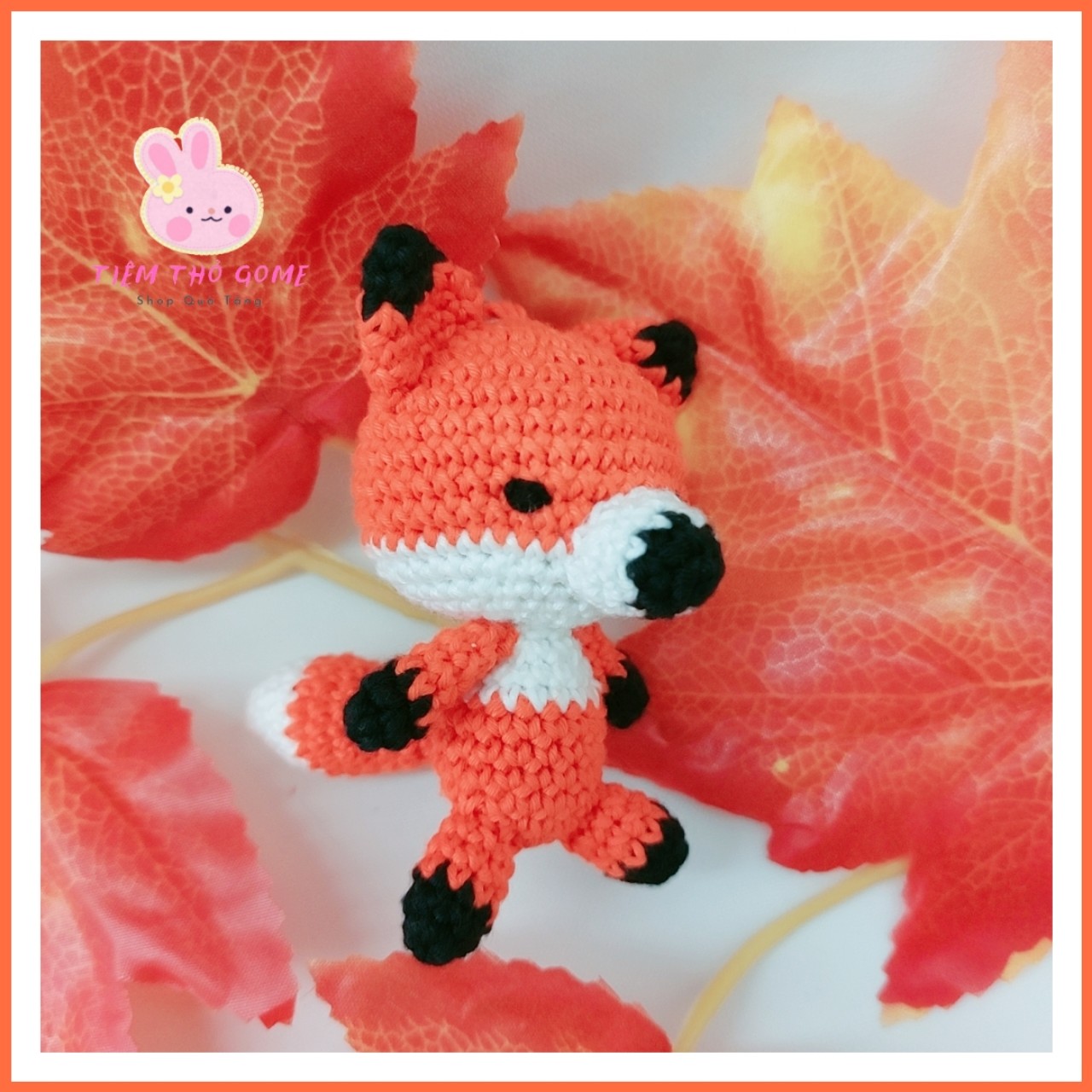 Thú bông bằng len handmade - Móc khoá cáo cam