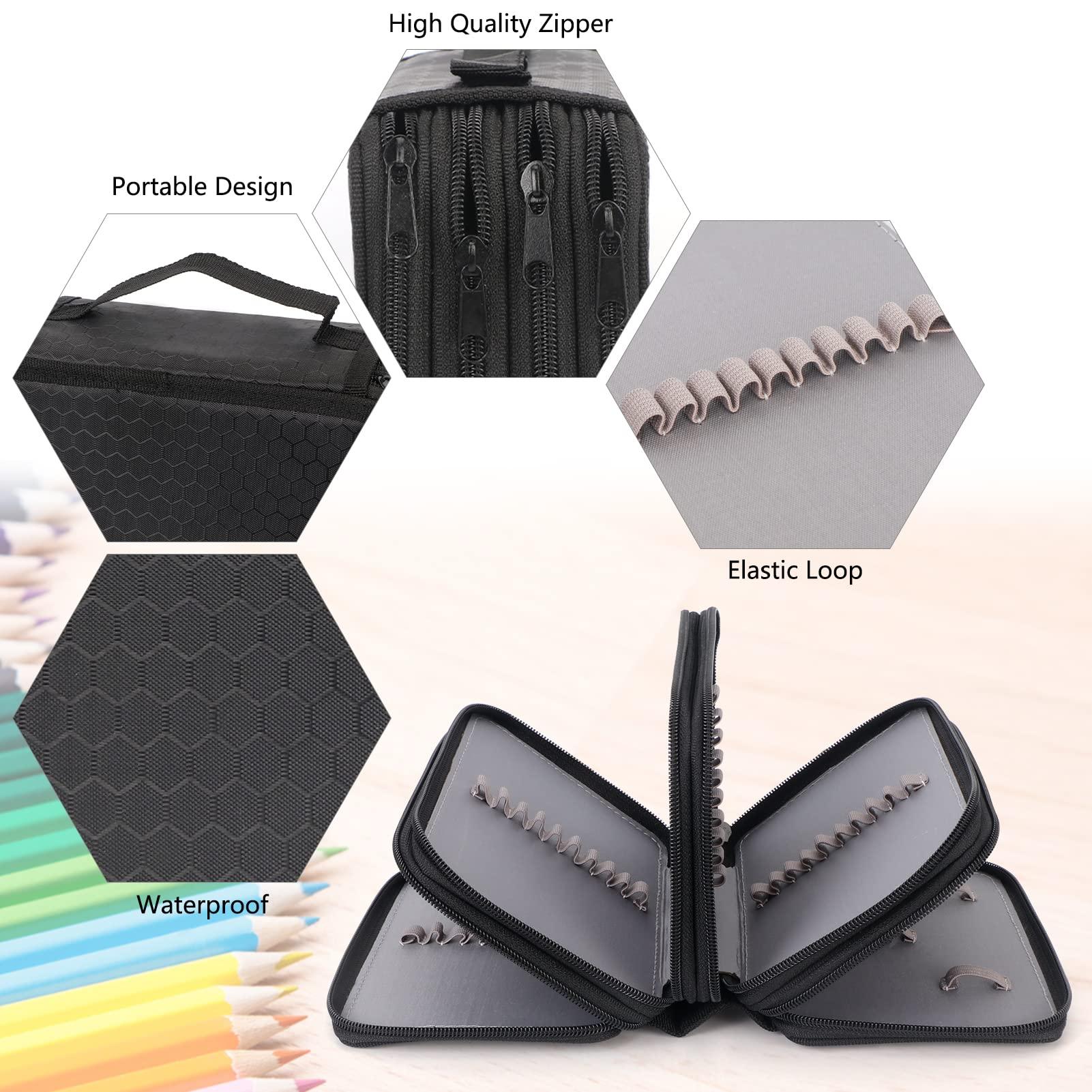 Vỏ bút chì lớn xxl với 4 ngăn, giá đỡ bút chì màu lớn với khóa kéo, túi bút chống nước cho du lịch văn phòng trường học, túi bút chì cho bút chì màu nước hoặc màu đen đánh dấu