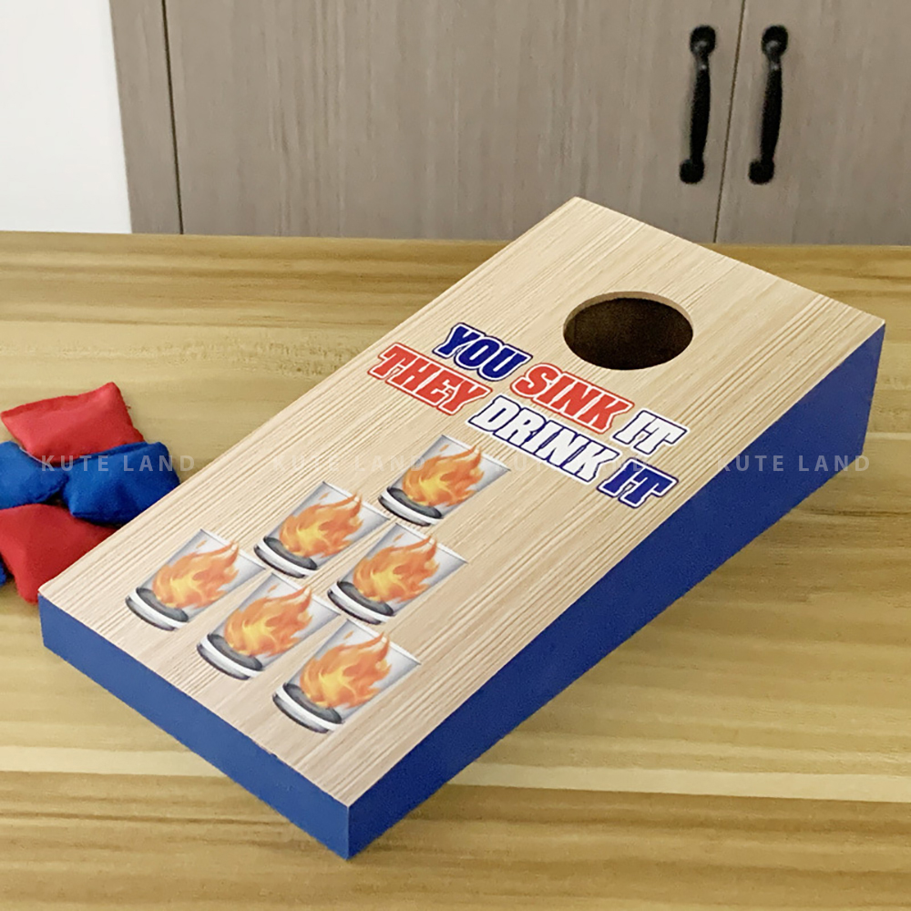 Trò chơi uống bia rượu Bean Bag Toss Game thử thách ném gối vào lỗ xem ai cao tay hơn