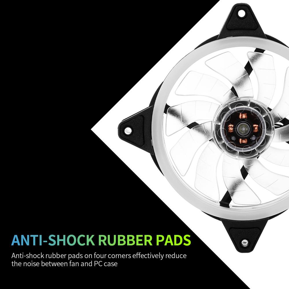 Computer Radiator RGB Fan 12cm RGB Case Cooling Fan Case Cooler Mute Cooling Fan with Non-adjustable Colorful RGB Light