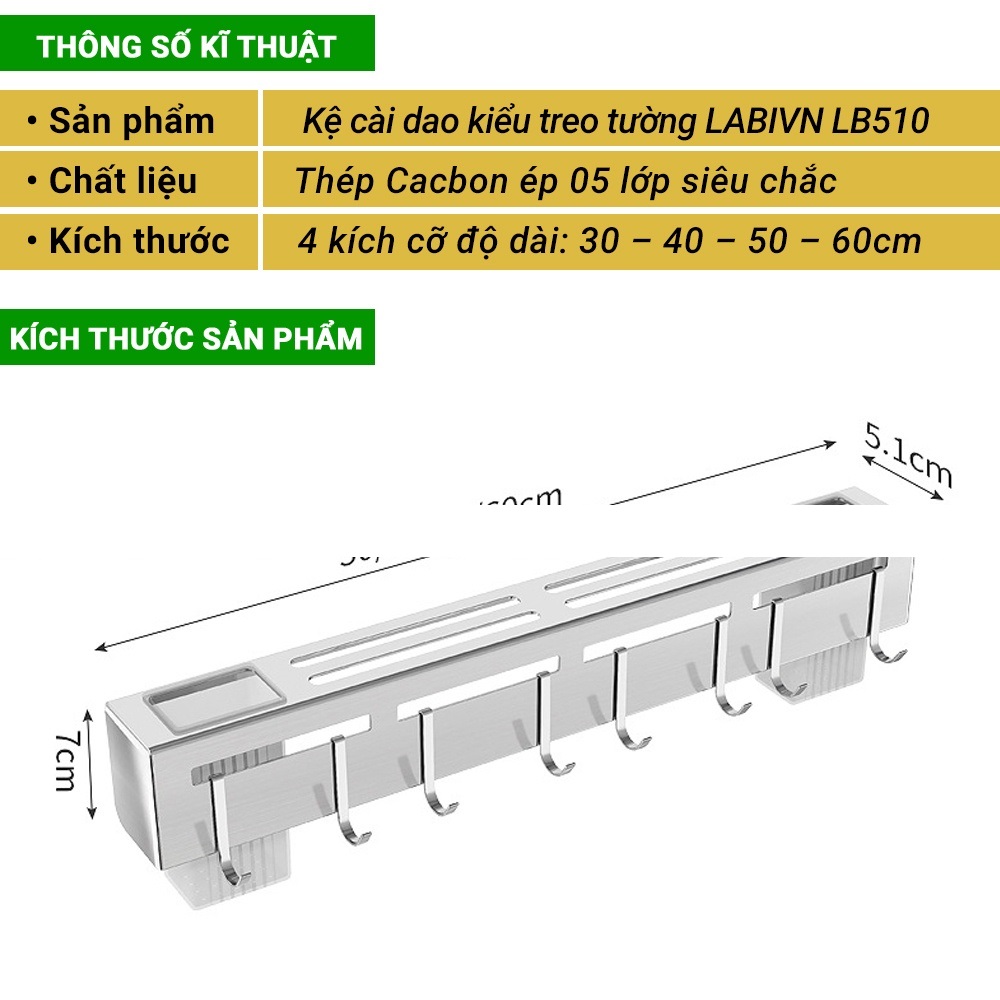 Giá để dao đa năng nhà bếp DoDoDios chất liệu Inox, có ống đựng đũa, thìa tặng thêm miếng dán tường móc treo khăn - Hàng chính hãng