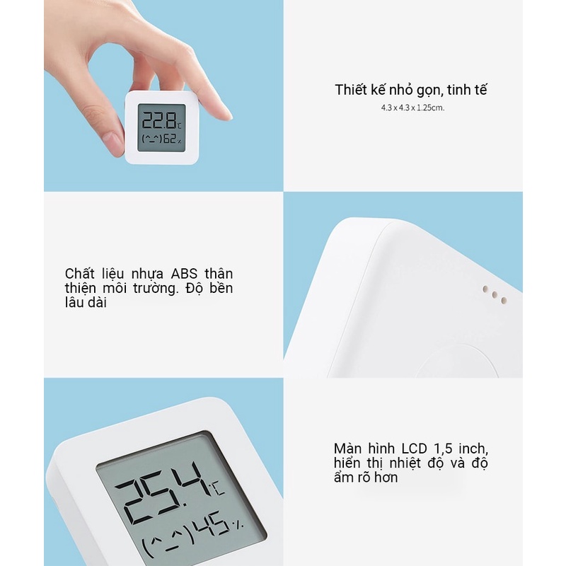 Đồng hồ cảm biến nhiệt độ và độ ẩm Xiaomi - Hàng chính hãng - MI Temperature and Humidity Monitor 2 khả năng đo cực chính xác