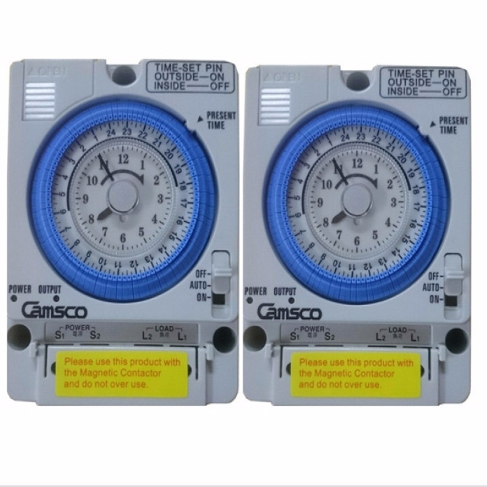 Bộ 2 Công tắc hẹn giờ cơ công suất lớn 15A Timer 24H Camsco TB35-N