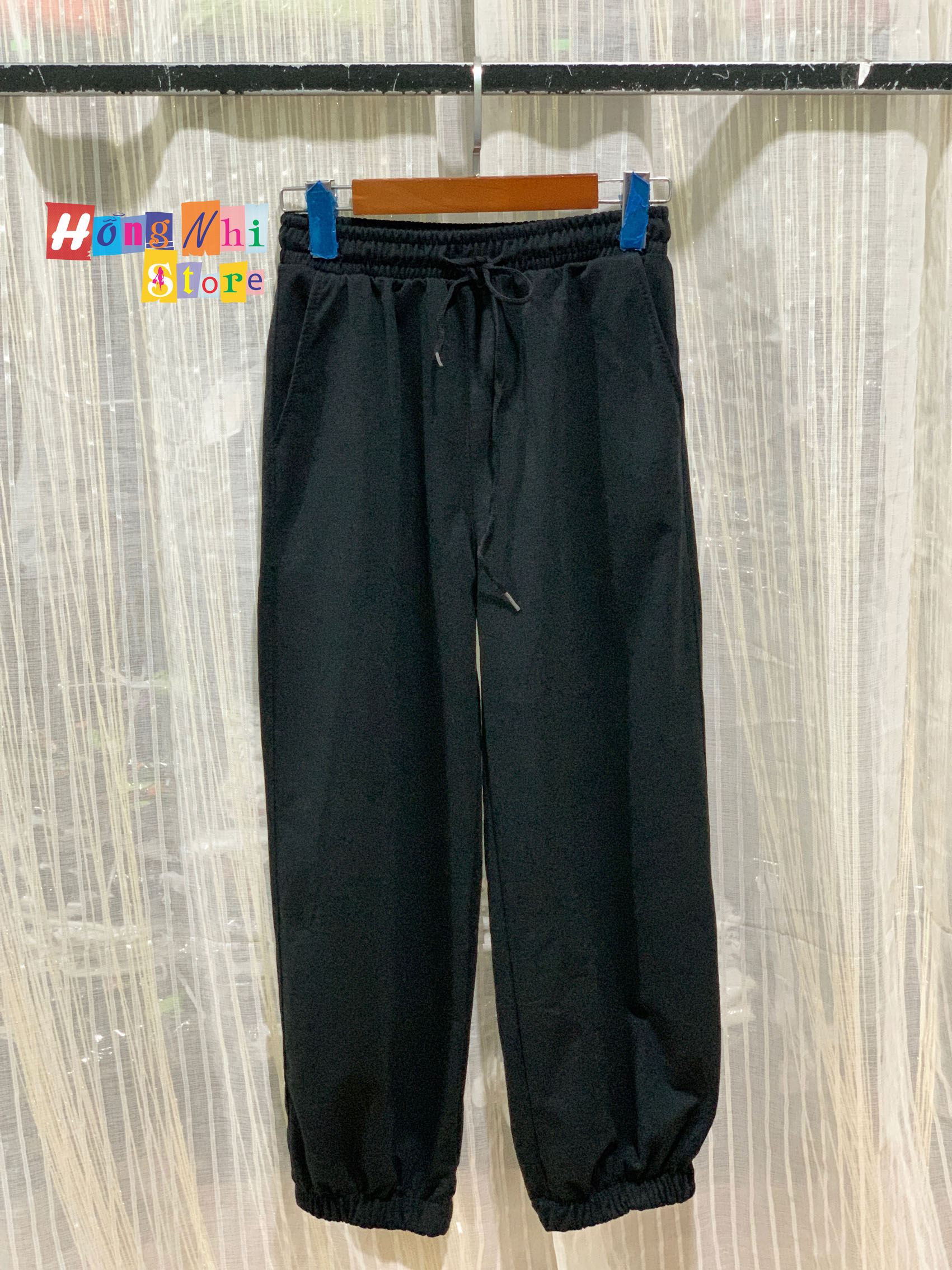 Quần Jogger Lưng Thun Trơn Dài Bo Lai Dáng Rộng Màu Đen - Jogger Long Basic Pant Unisex - MM