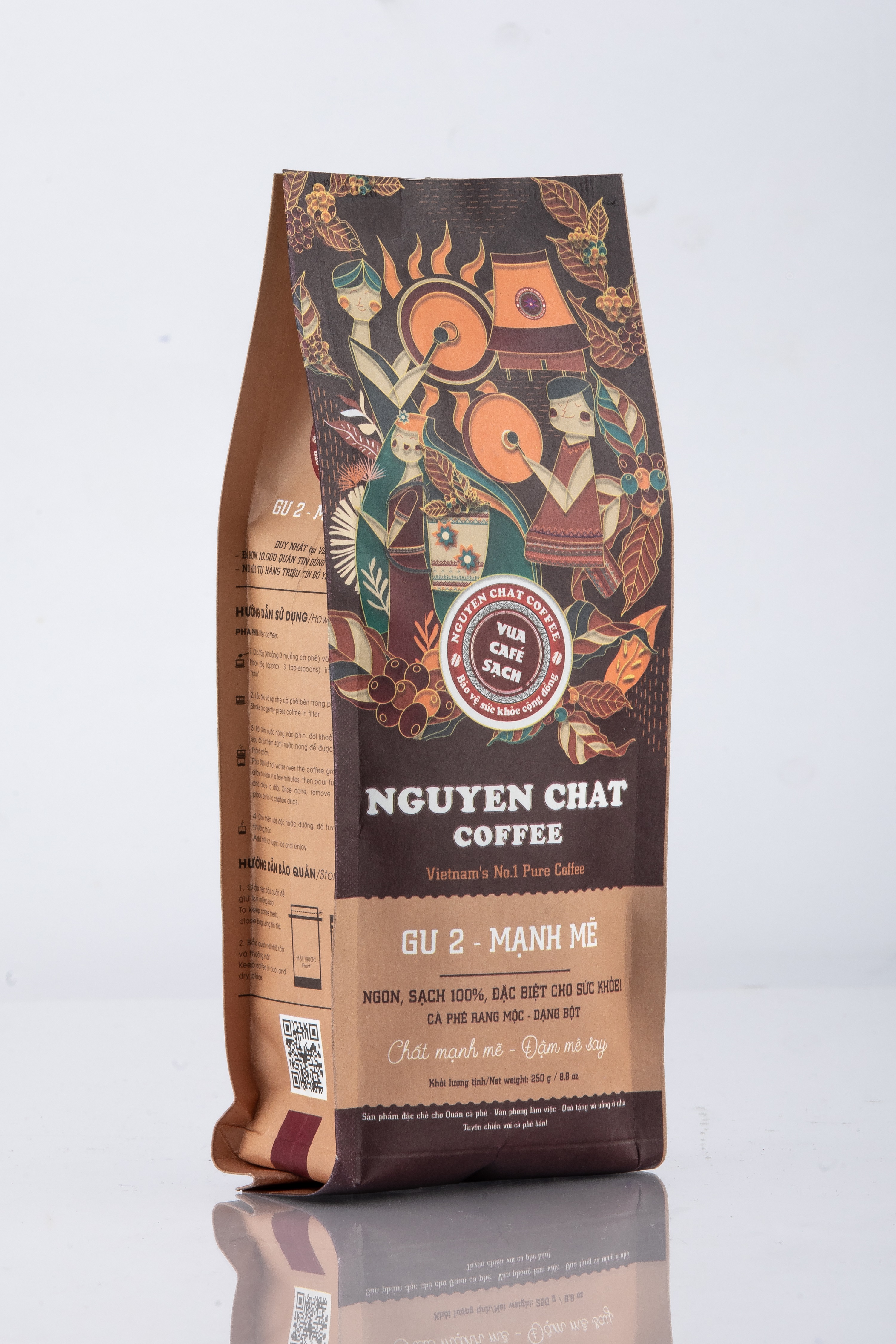 Cà phê xay nguyên chất GU 2 Vietnamese Cofee Style No.2 vị đắng đậm, hậu vị ngọt, hương thơm nhẹ, - 250g