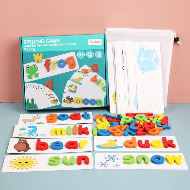 Đồ chơi Ghép Chữ Bằng Gỗ Spelling Game KB216078 Bảng Chữ Cái Tiếng Anh Nitkids Có Thẻ Hình Học Từ Vựng Cho Bé