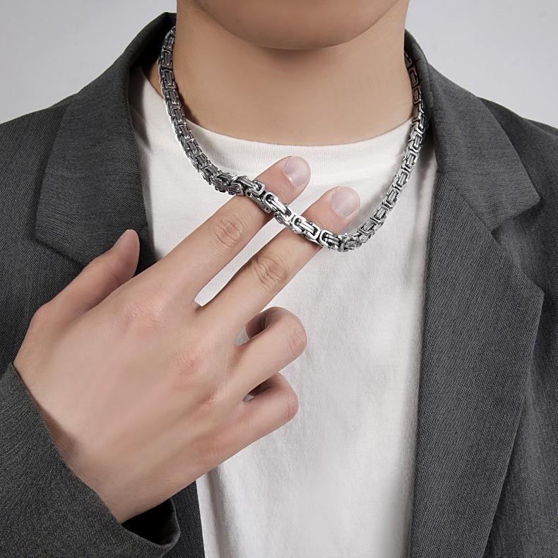 Dây chuyền nam titan cao cấp thời trang kiểu ziczac trangsucpt màu trắng inox thép không gỉ PTDCNA26