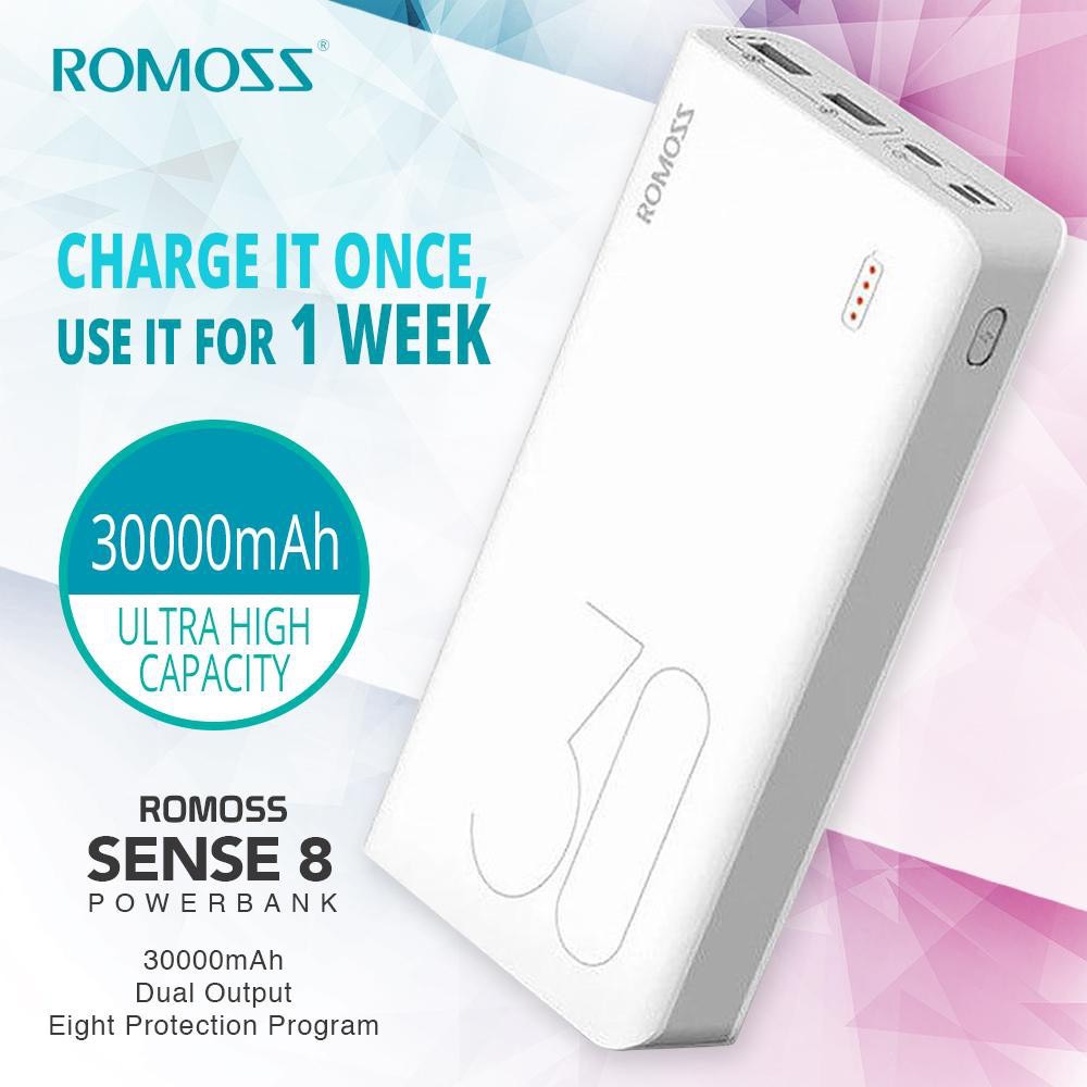 Pin Sạc Dự Phòng30.000mAh  Romoss Sense8  3 Cổng Sạc Vào,HÀNG CHÍNH HÃNG