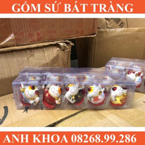 Bộ ngũ mèo thần tài-Đa sắc đa tài 4cm - Gốm sứ Bát Tràng Anh Khoa