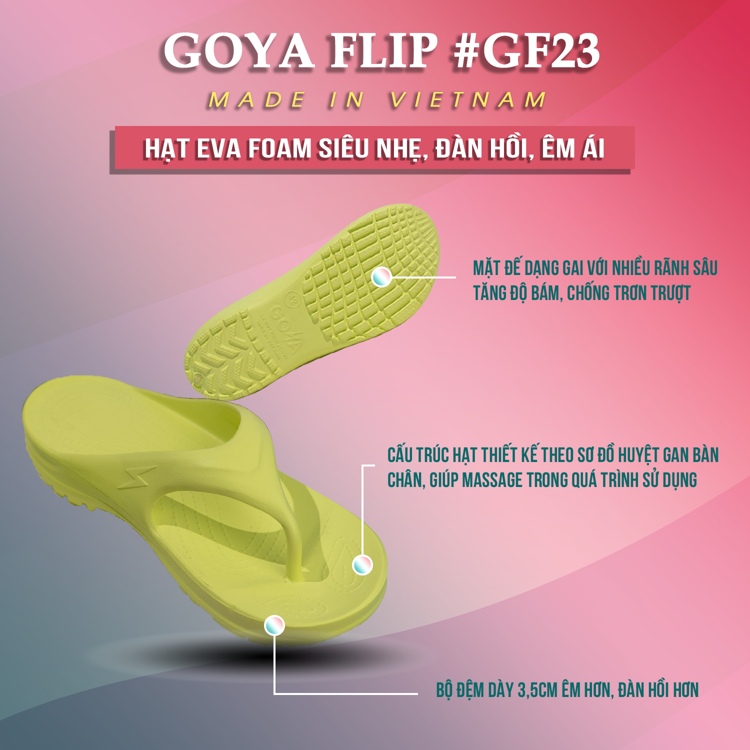 [HOT] Dép Thể thao chạy bộ Goya Flip GF23 - Màu Neon