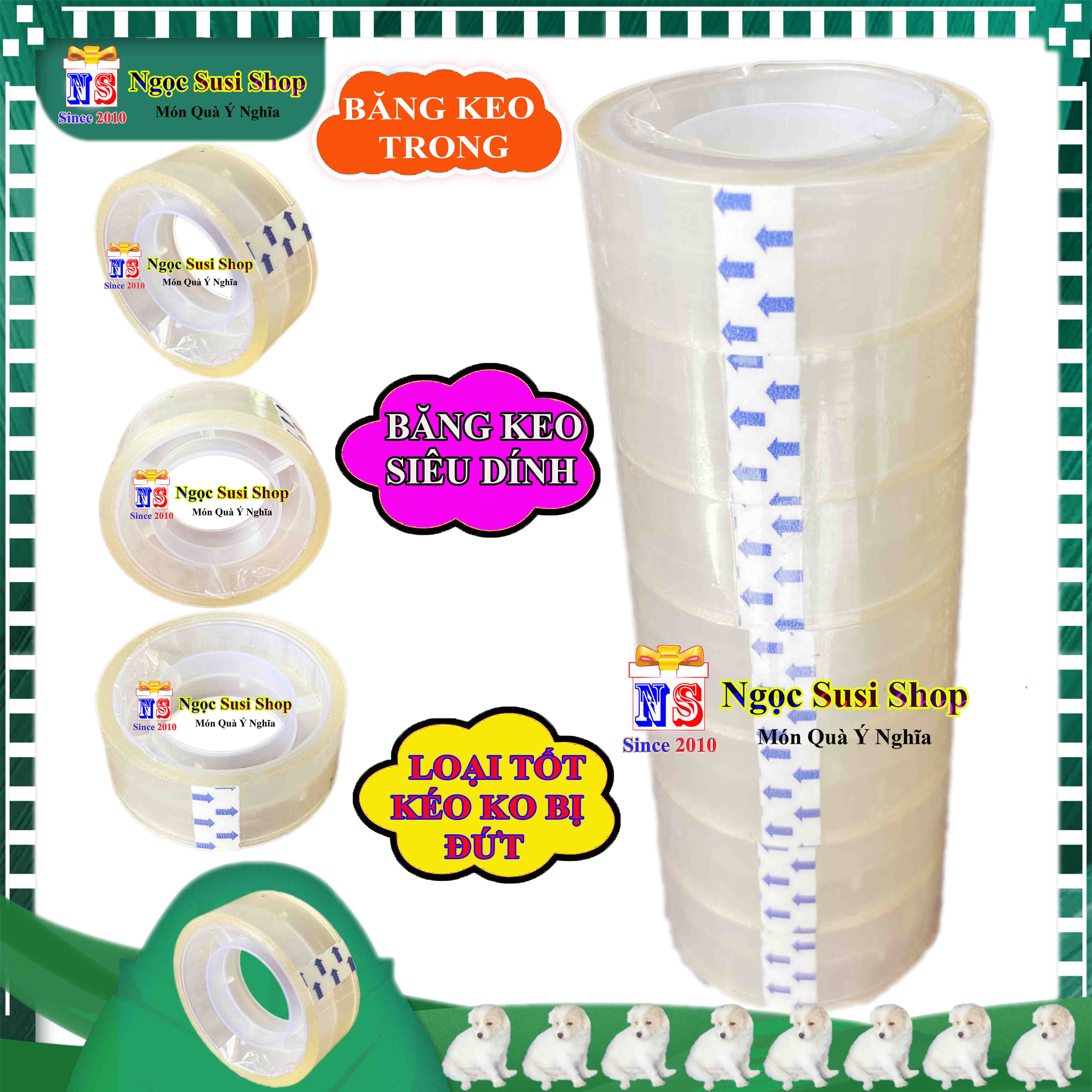 3 CUỘN BĂNG KEO TRONG NHỎ 0.4CM 10G SIÊU DÍNH - CUỘN BĂNG DÍNH TRONG