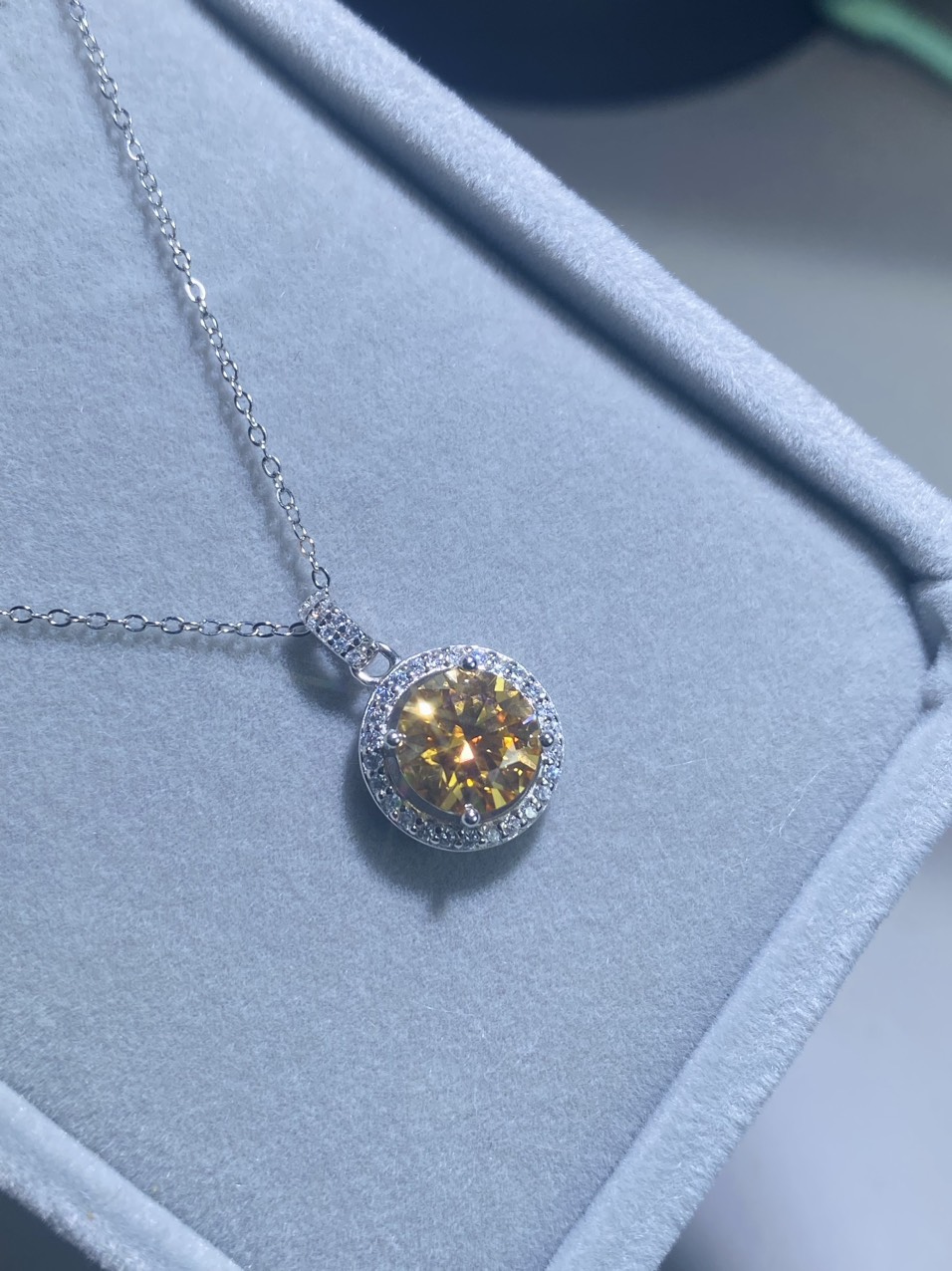 Dây cổ Bạc 925 xi Kim viên chủ Kim Cương nhân tạo Moissanite hạt 3.0carat - N30.9.7.6