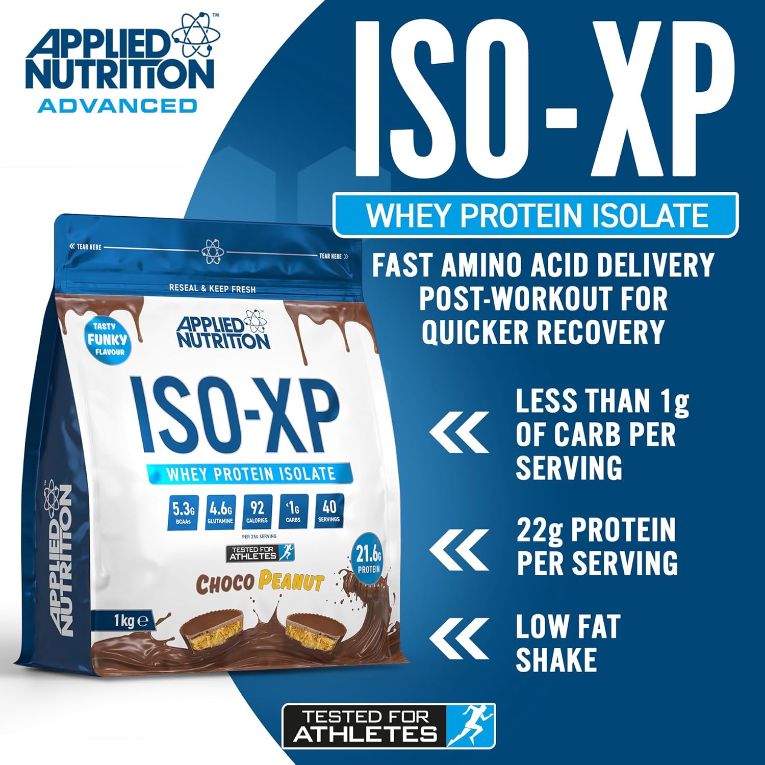 Applied Nutrition ISO-XP 1KG (40 Lần Dùng) 100% Grass Fed Whey Protein Isolate, Hỗ Trợ Phục Hồi và Xây Dựng Cơ