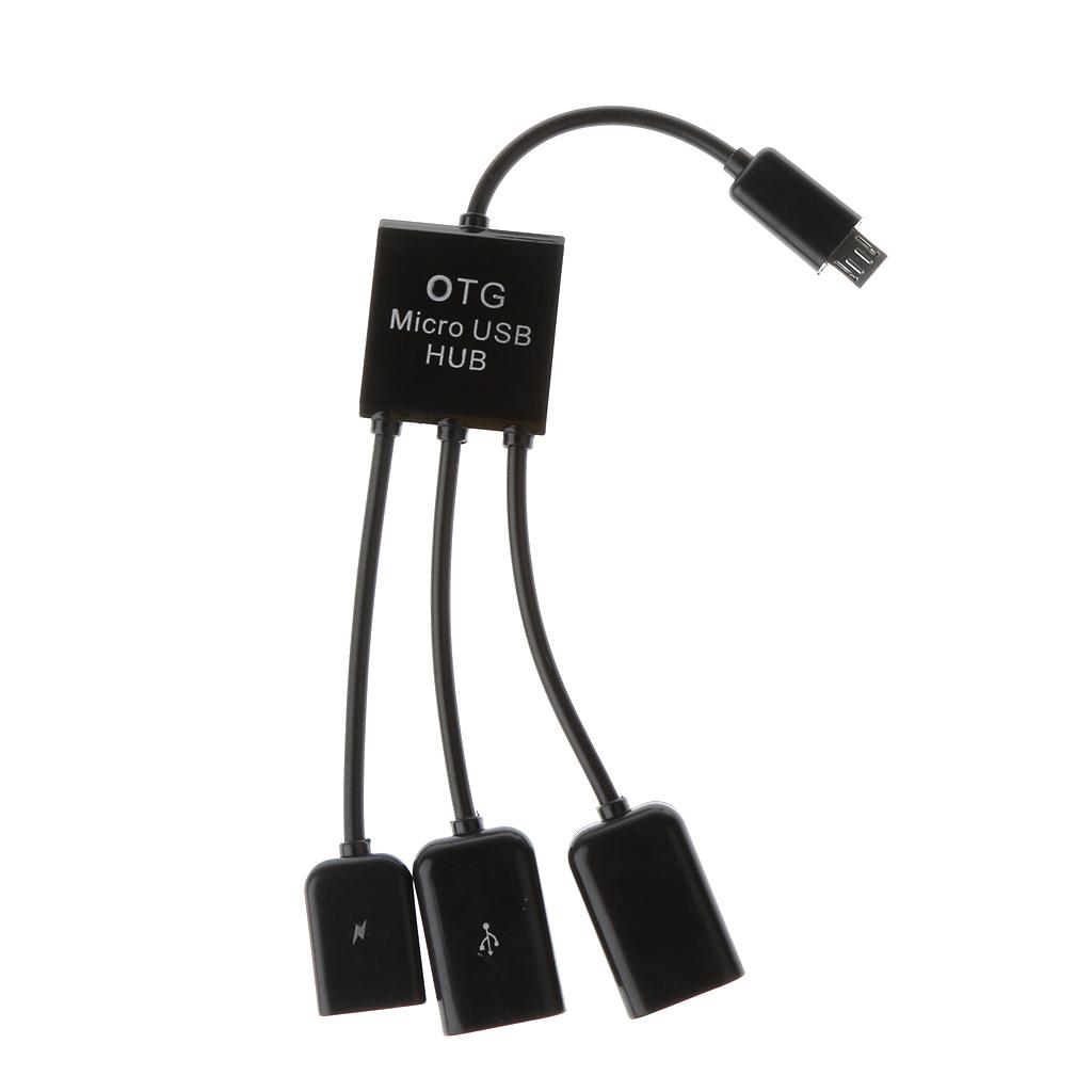 3in1 Micro USB OTG Hub Host Extension Adapter Cable for Android Phone Tablet