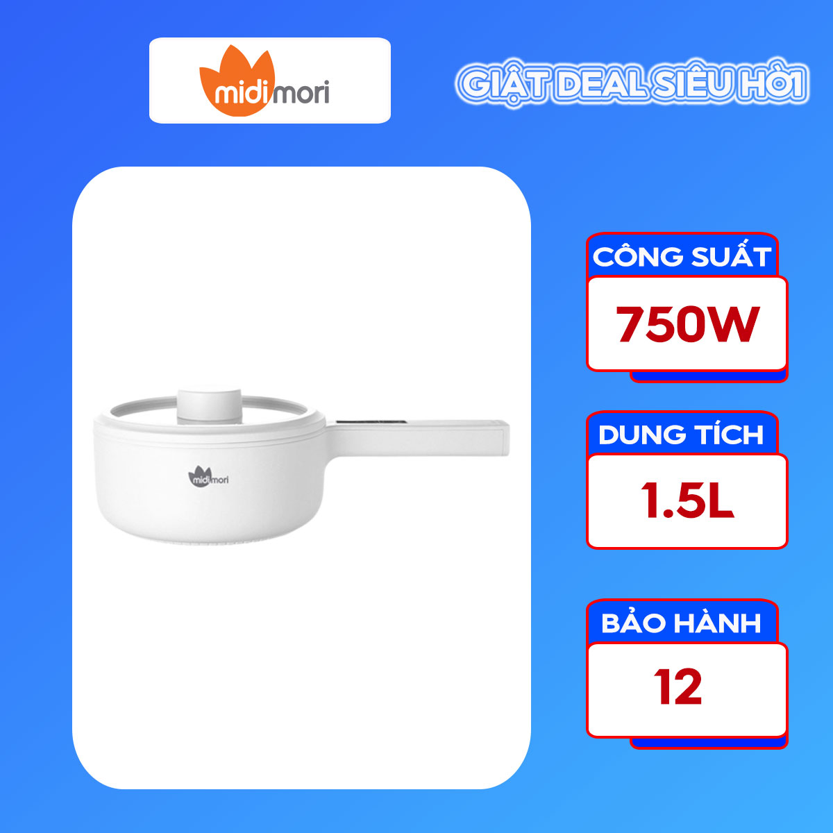 Nồi Lẩu Điện Đa Năng Mini Midimori MDMR-568 (750W) – Hàng Chính Hãng