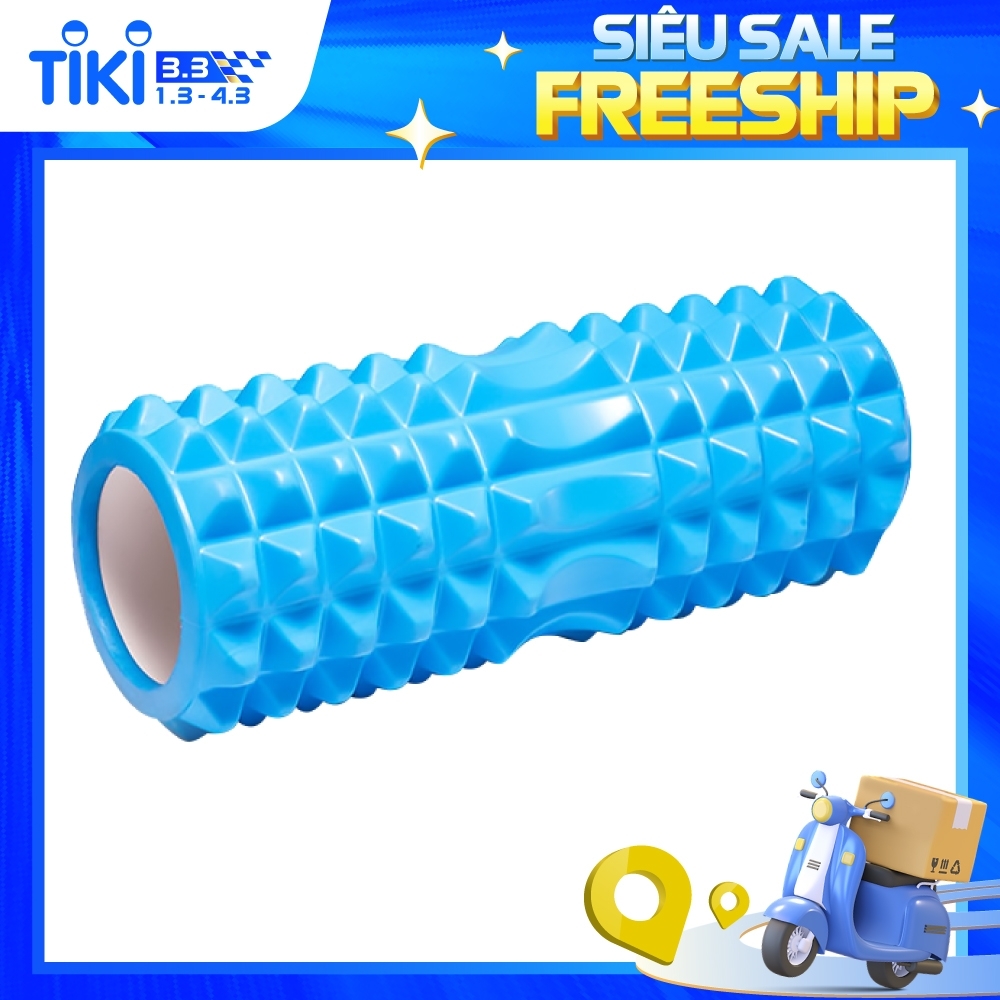 Combo Thảm Tập Yoga 6mm,Con Lăn Massage Ống Lăn Dãn Cơ Foam Roller BLUE- Bóng tập yoga size 65cm Tập Gym, Yoga, Thể Hình (hàng nhập khẩu)