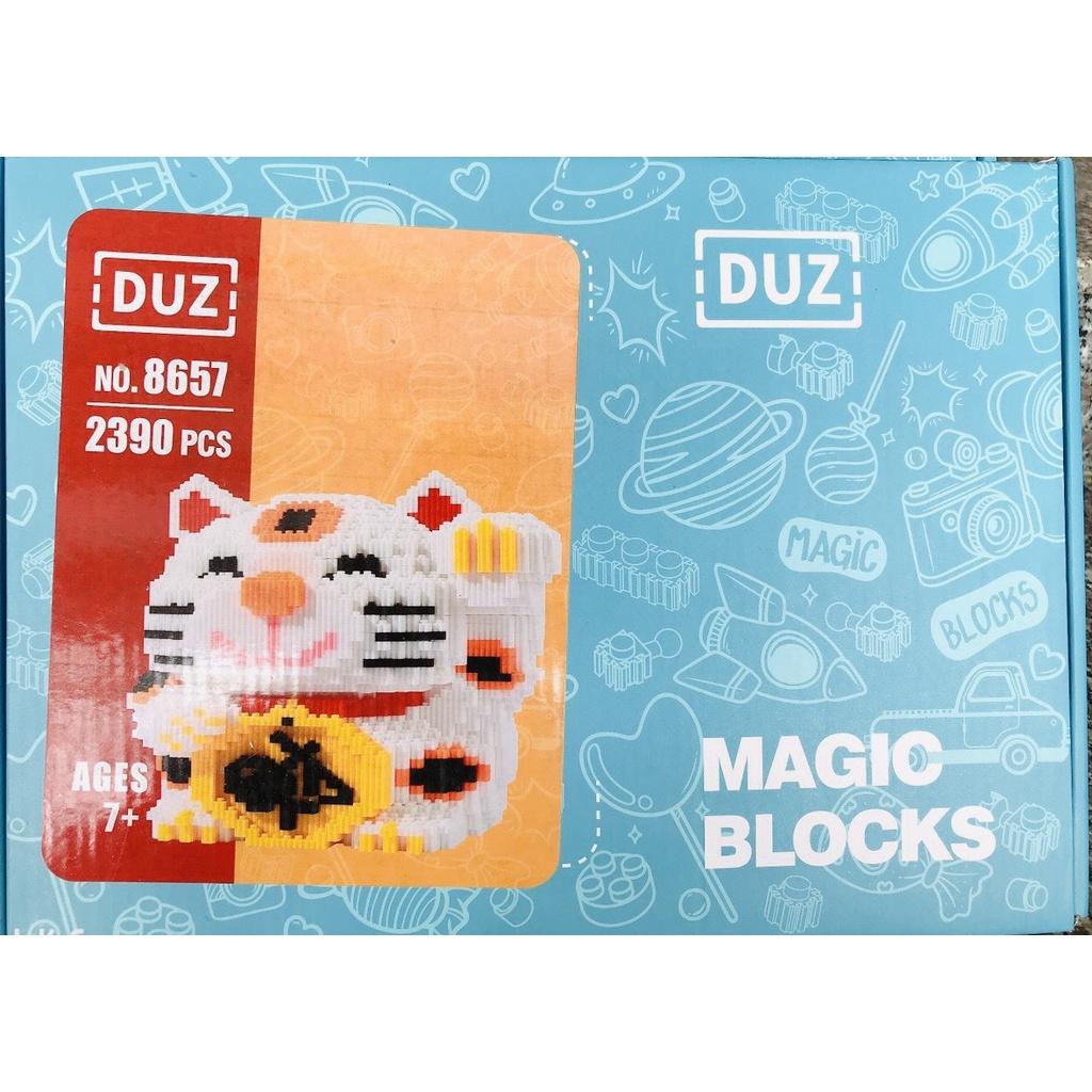 Lego 3D Magic Block DUZ - Mô Hình Lego Mèo thần tài (mẫu 2 - Loại 30*35cm)