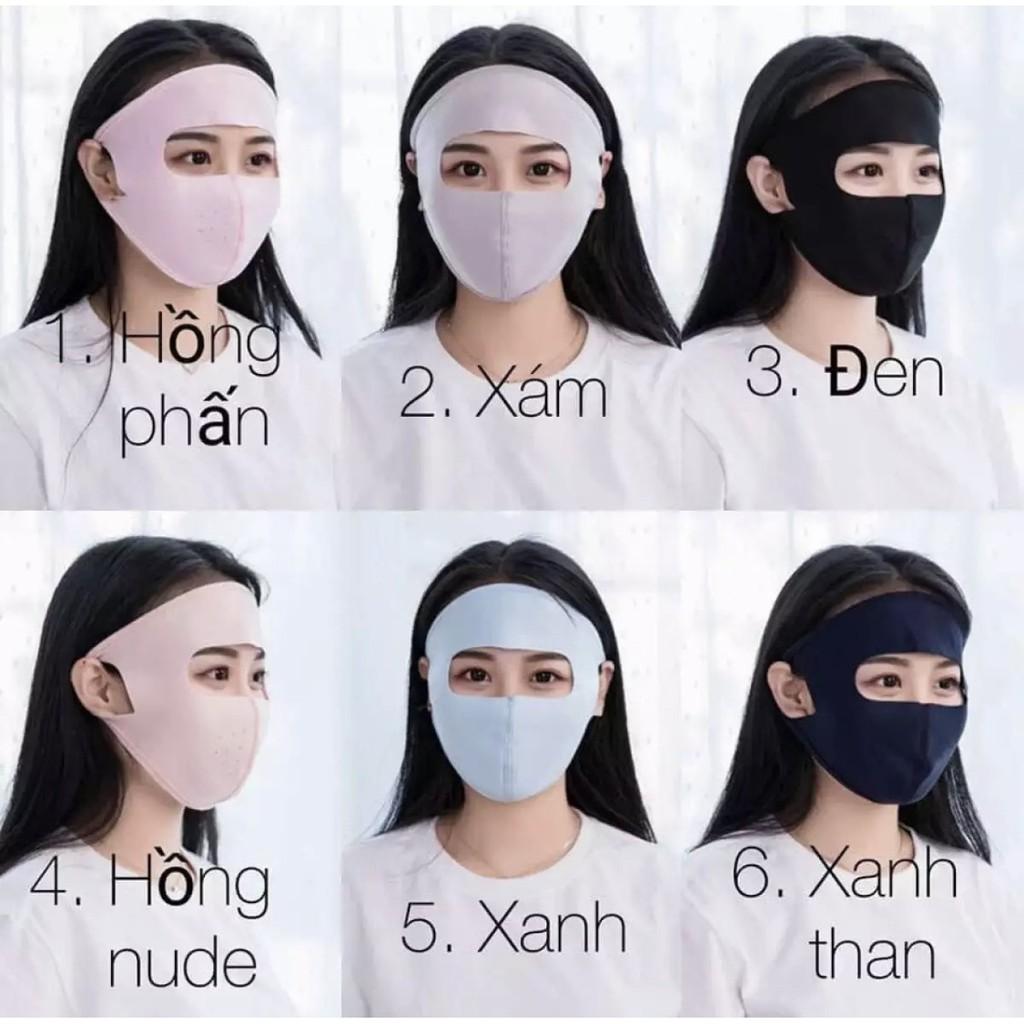 Khẩu trang Ninja chống nắng, vải thun cotton, che kín mặt, trán, thoáng mát, nhiều màu lựa chọn