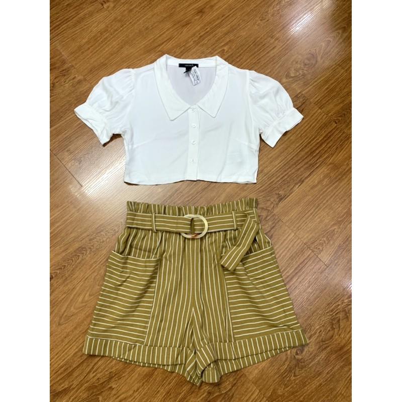 Áo sơ mi croptop tay phồng F21