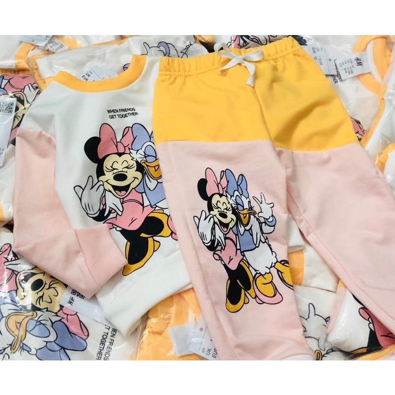 Bộ nỉ bé gái phối màu vàng hồng 1-2Y