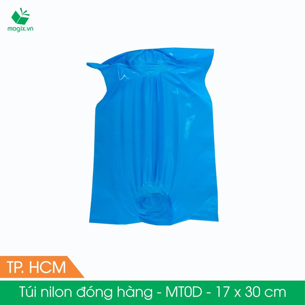 MT0D - 17x30 cm - Túi nilon gói hàng - 500 túi niêm phong đóng hàng màu xanh dương