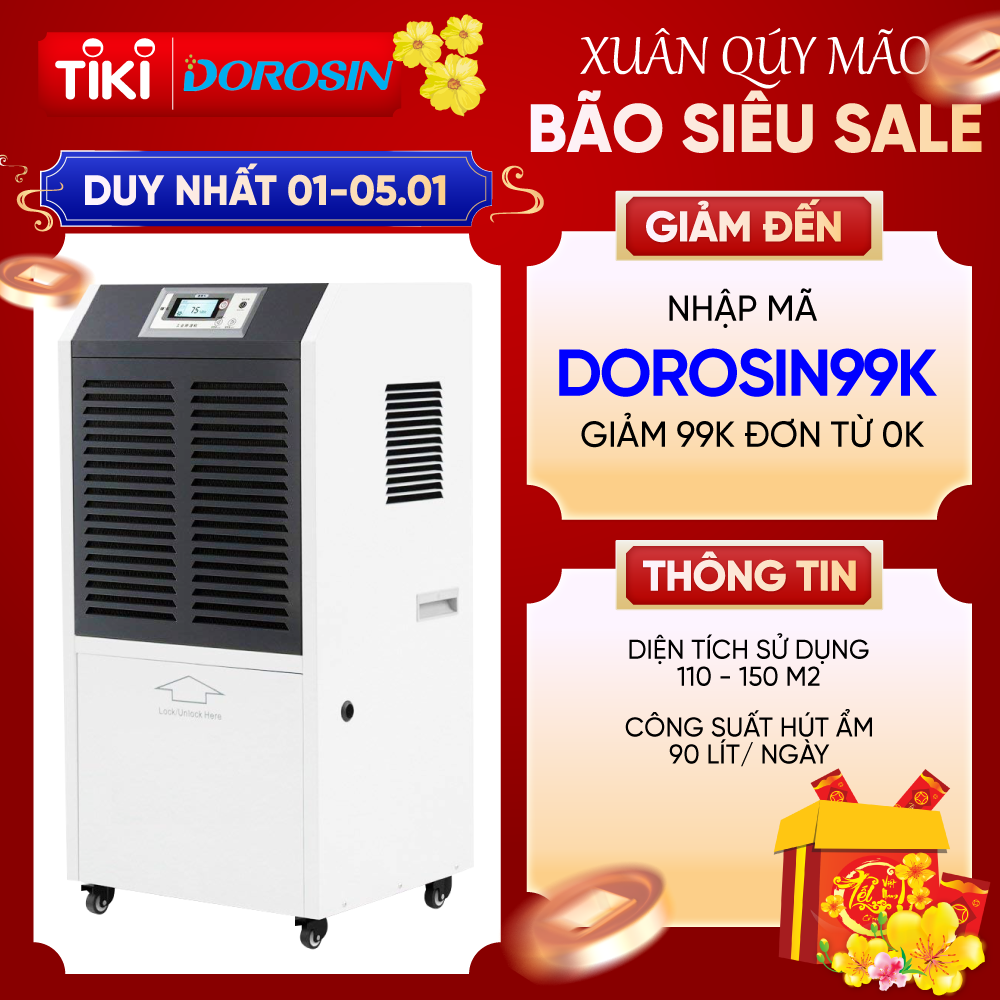 Máy hút ẩm công nghiệp Dorosin Airko ERS-890LS- công suất 90 lít/ ngày - diện tích dùng 110-150m2 - HÀNG NHẬP KHẨU CHÍNH HÃNG