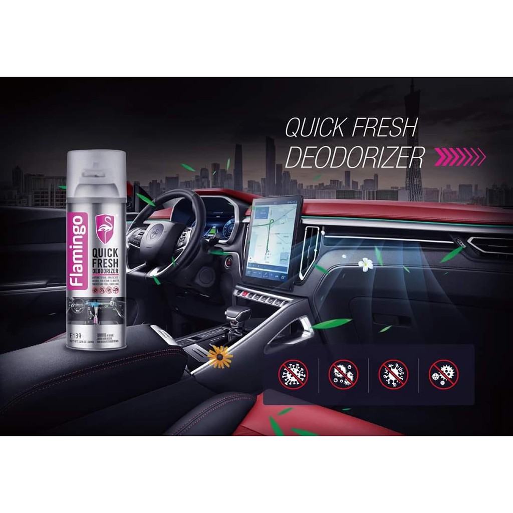 Chai xịt xông khử mùi diệt khuẩn nano trong xe ô tô Flamingo F139 - 220ml - Hàng chính hãng