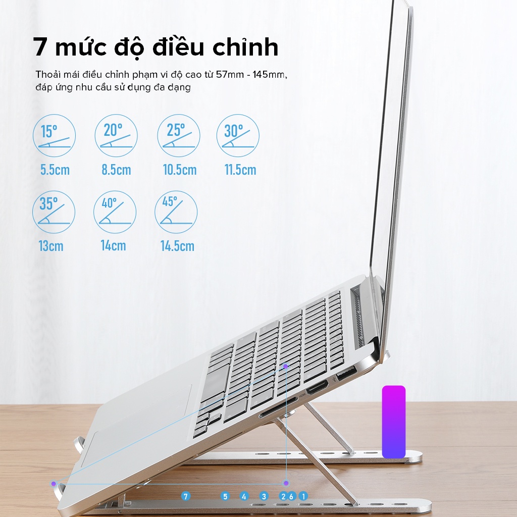 Giá Đỡ Laptop ROBOT RT-LS02 Dễ Dàng Gấp Gọn Hợp Kim Nhôm Cao Cấp Phù Họp Nhiều Dòng Laptop - Hàng chính hãng bảo hành 12 tháng