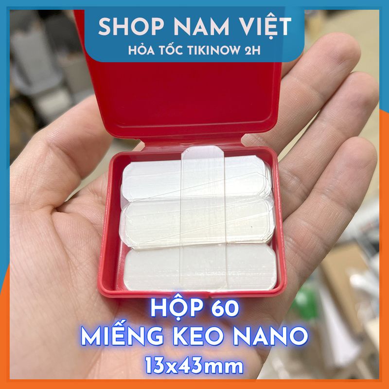 Hộp 60 Miếng Keo Nano 2 Mặt Trong Suốt Chống Nước, Không Để Vết Keo