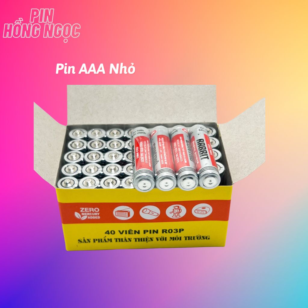 Hộp 40 Viên Pin Con Thỏ AA và AAA 1,5V Chính Hãng