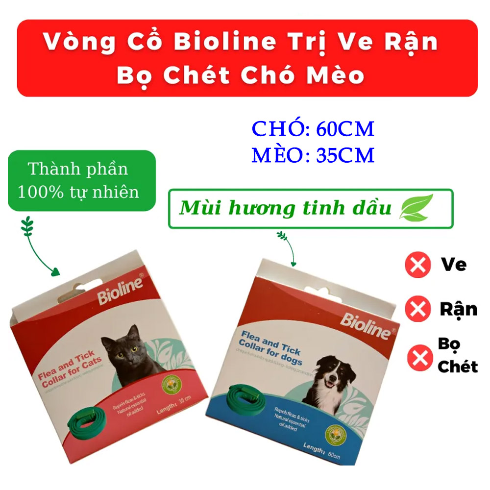 Vòng Đeo Cổ Trị Ve Rận Bọ Chét Cho Chó Mèo Bioline