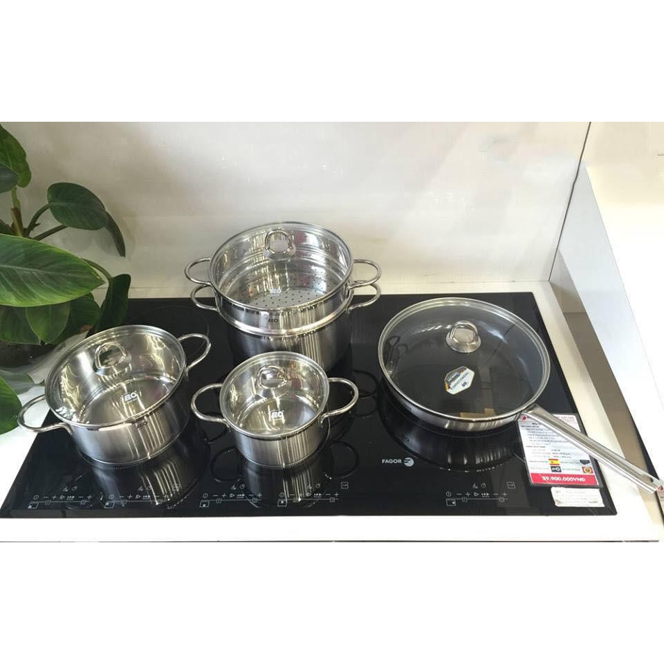 Bộ Nồi Bếp Từ ELO SMARAGD PLUS 4 Món Đáy Liền ,1-5L, Size 16-24cm, Bộ Nồi Inox, Chảo Chống Dính Bếp Từ