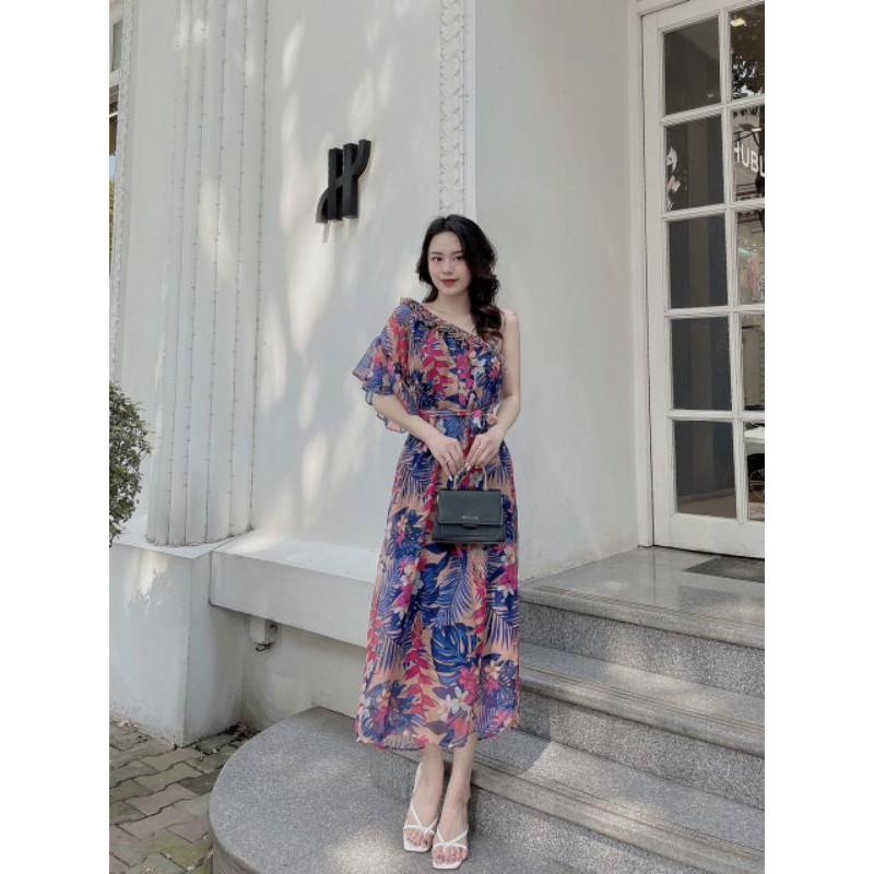 VÁY THIẾT KẾ SUÔNG LỆCH VAI TAY BÈO NHẸ JN07