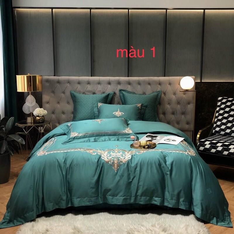 Bộ lụa thêu 100s ga trần bông 6 món
