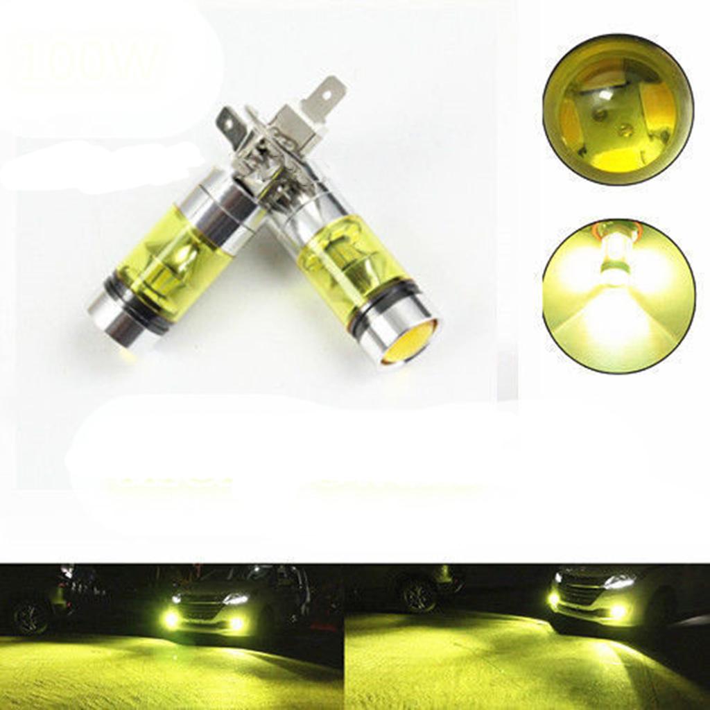 1 Pair of H1 20LED 100W High Power Yellow Projector Fog Driving Light Bulbs