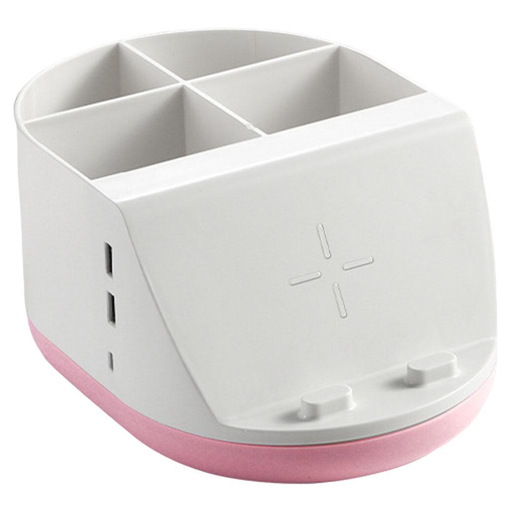 Makeup Storage Holder Phone Charging Station Stationery Organizer Blue
