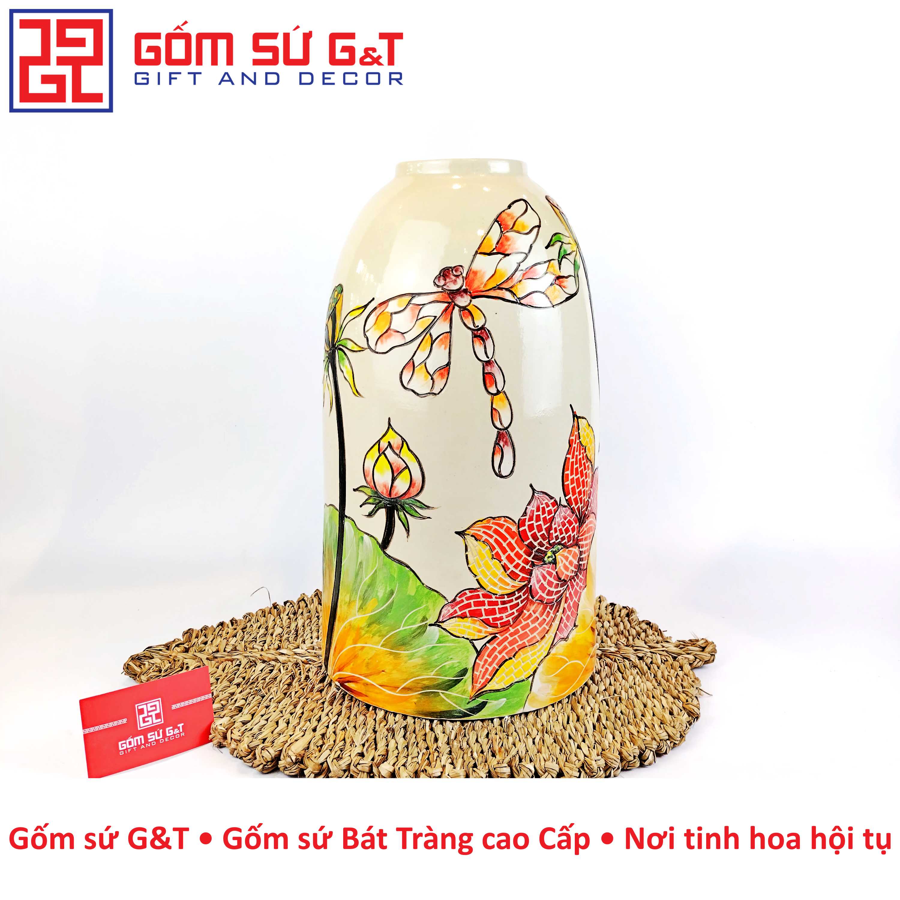 Lọ hoa chuông sen chuồn Gốm Sứ G&amp;T