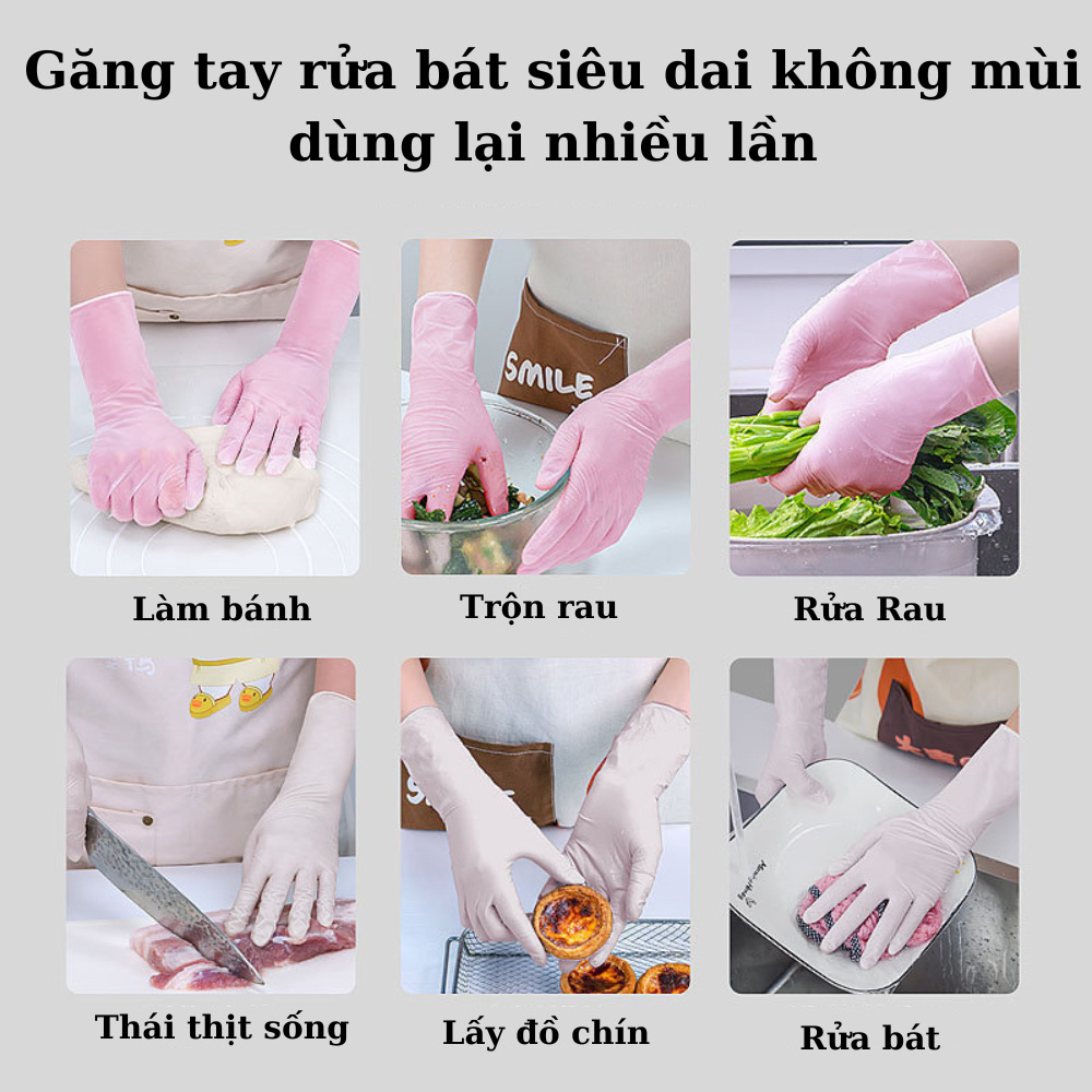 Bịch 30 Bao tay, găng tay cao su làm bếp, giặt giũ, rửa chén, vệ sinh siêu dai tái sử dụng nhiều lần G470-BaotayCS30