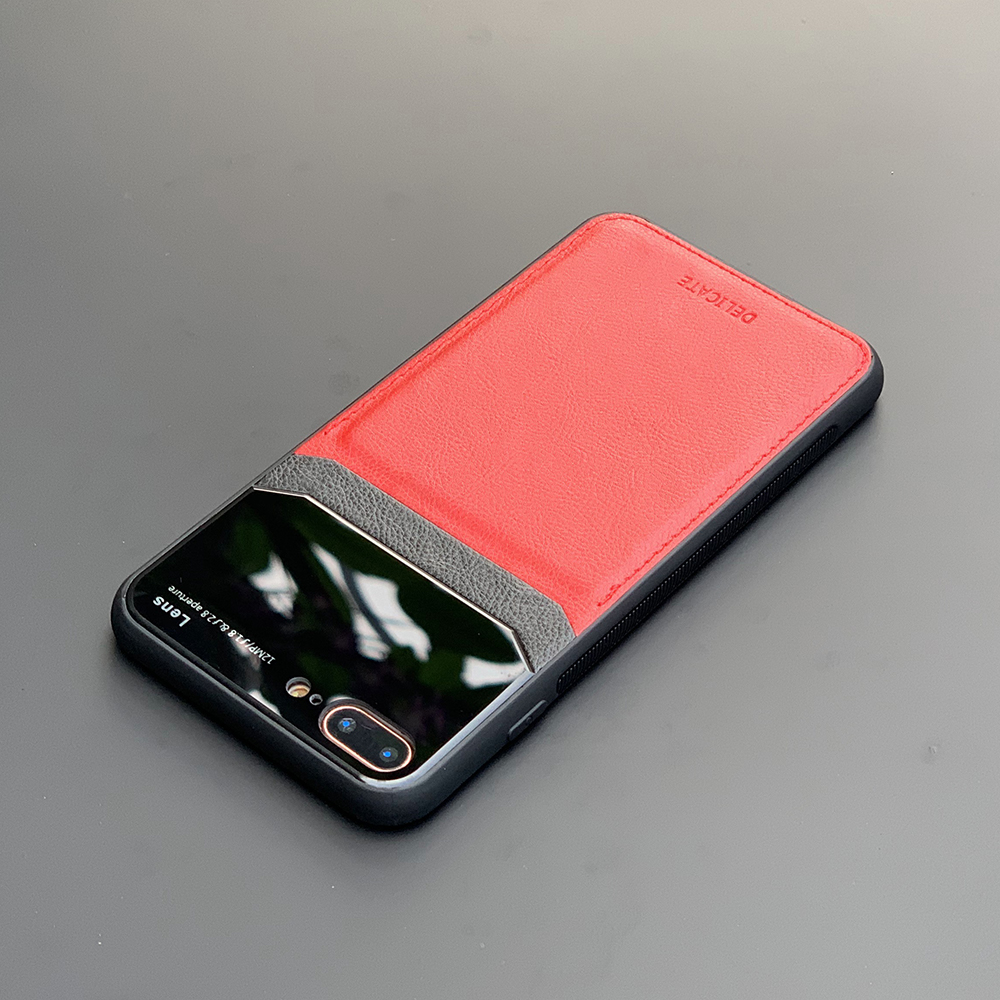 Ốp lưng da kính cao cấp dành cho iPhone 7 Plus / iPhone 8 Plus - Màu đỏ - Hàng nhập khẩu - DELICATE