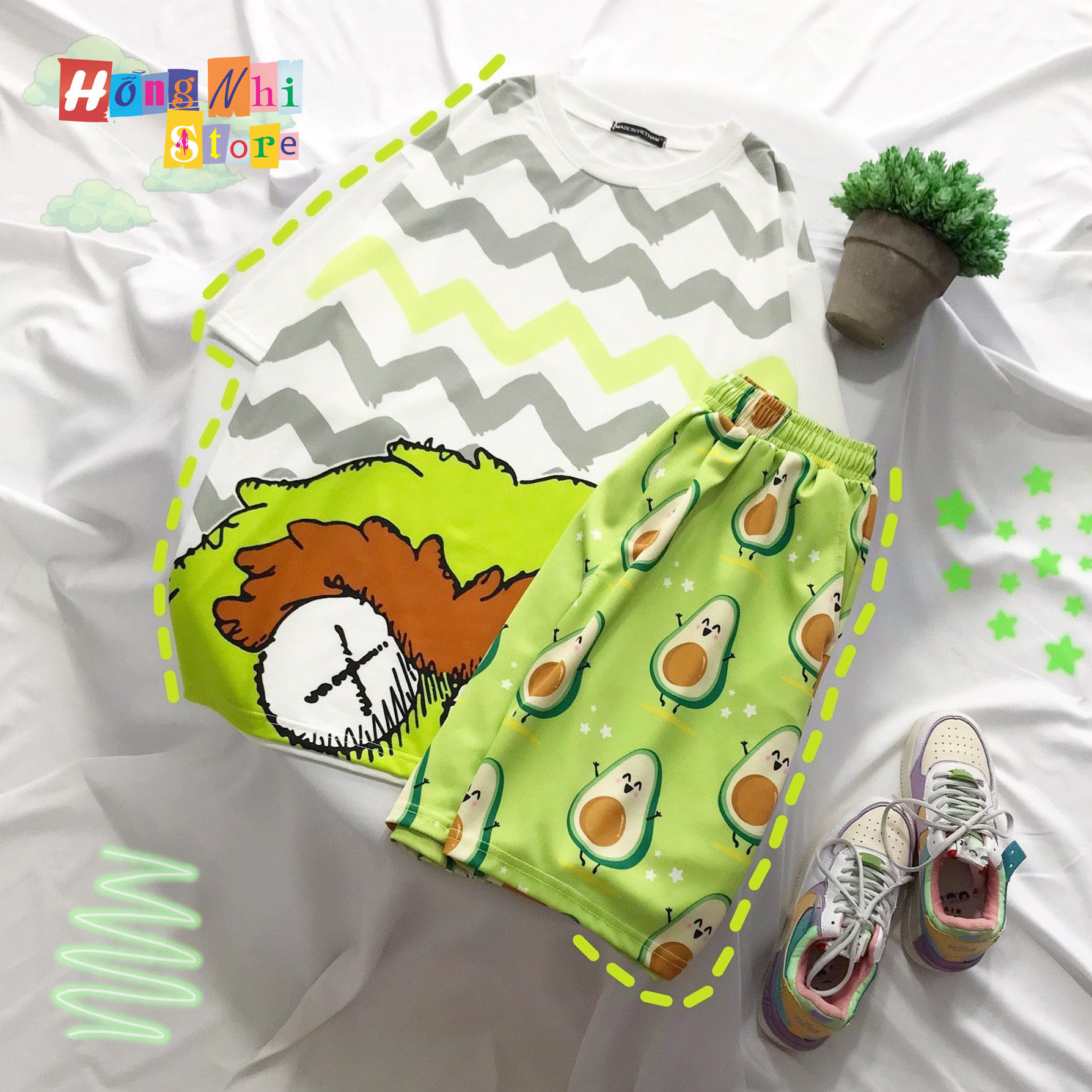 Quần Short Cartoon Unisex Trái Bơ - Quần Đùi Hoạt Hình Siêu Cute - MM