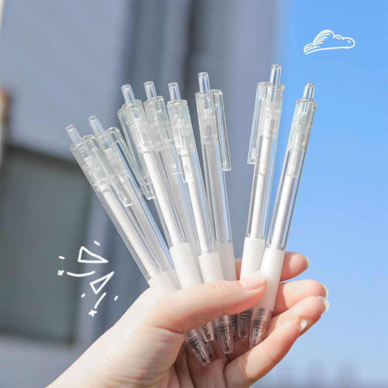 Bút Mực Gel Trong Suốt Cute 0.5mm, Bút Bi Bấm Mực Đen Dễ Thương