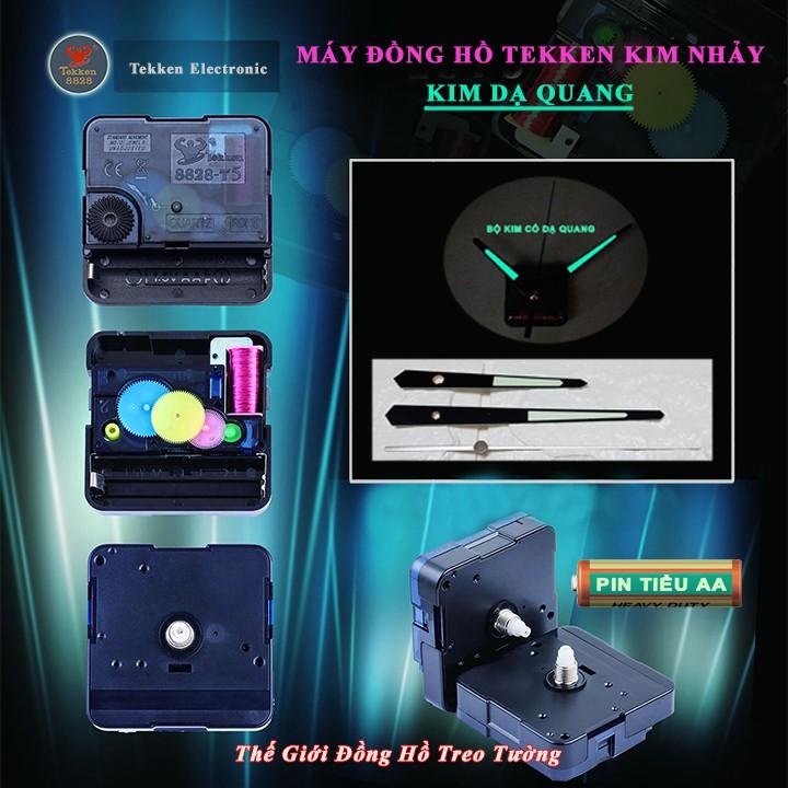 Máy Đồng Hồ Treo Tường Cao Cấp TEKKEN T5 Kim Nhảy - Bộ Kim DẠ QUANG Vàng đồng hoặc Đen - Pin Tiểu AA - Bảo Hành 1 Năm